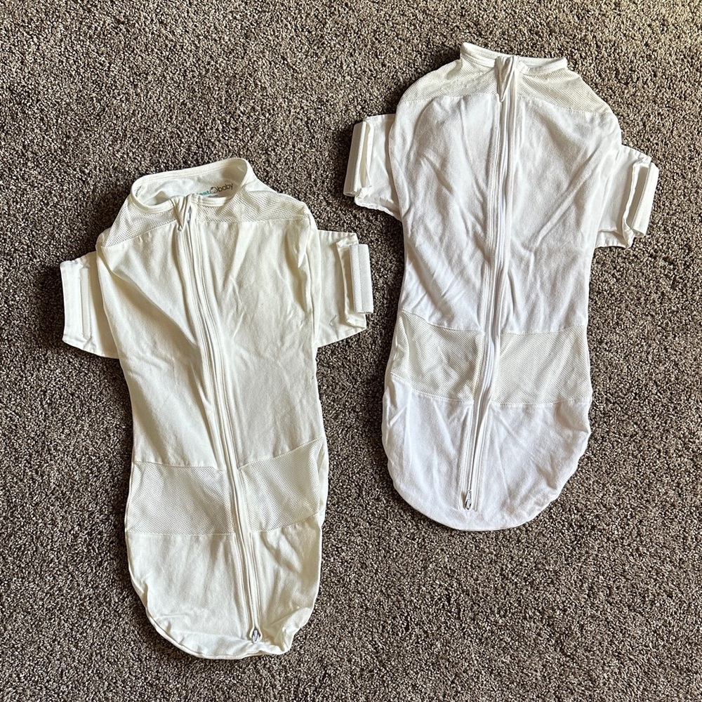 BUNDLE of 2 happiest baby 100% Organic Cotton SNOO Sleep Sac. Size Medium.